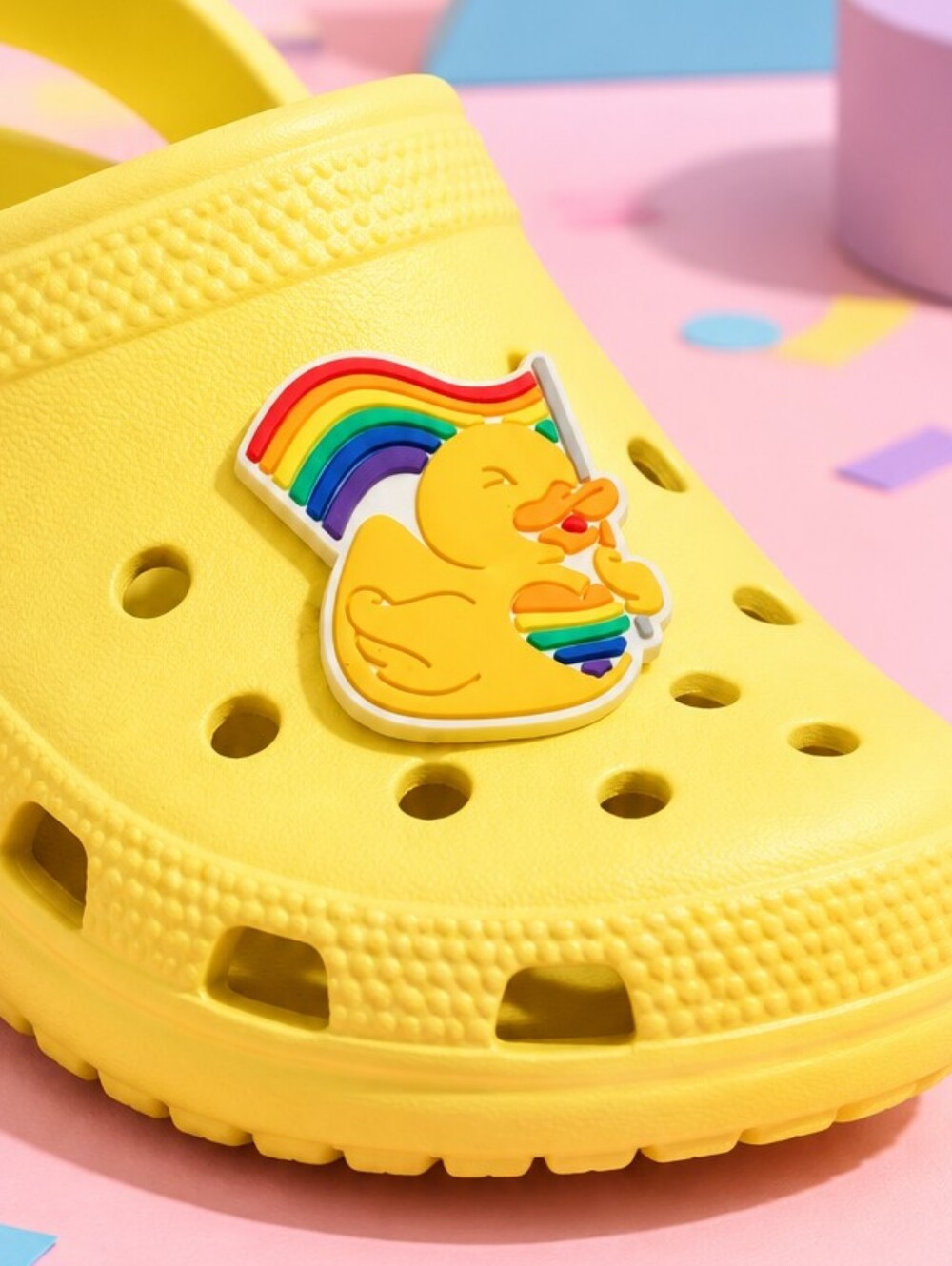 Rainbow Flag Yellow Duck Croc Shoe Charm Colorful Happy Pride Duck Jibbitz Style